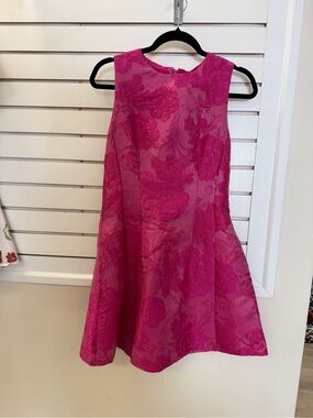 entro Hot Pink Floral Jacquard Sleeveless A-Line Dress